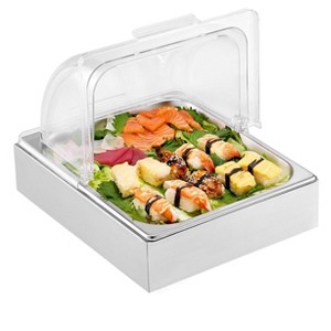 Countertop Food Serving Display Container, 1 x 1/2 Pan Stainless Steel Food Tray with Clear Lid & Ice Tray - 1 of 4