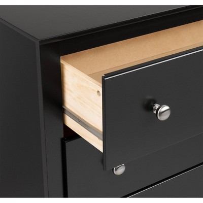 Black 3-Drawer Modern Nightstand with Nickel Knobs