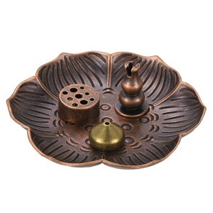Unique Bargains Detachable Brass Lotus Stick Incense Burner Kit for Yoga Meditation - 1 of 4