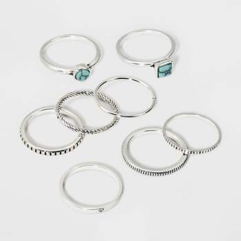Clear Stone And Four Thin Ring Set 5pc - A New Day™ Silver 7 : Target
