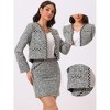 Allegra K Women's Plaid Tweed Outfits Open Front Short Blazer Jacket and Skirt Sets - 2 of 4