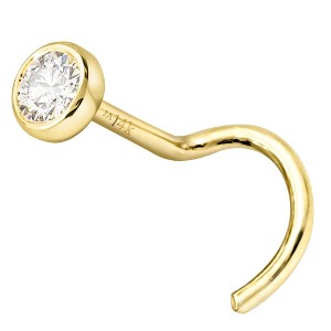 Jewelry Avalanche 22G 14K Gold Bezel-set Diamond Nose Screw Nose Stud - 1 of 4