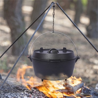 SKRAN pre-Seasoned Cast Iron Dutch Oven With Skillet Lid, Camping Deep Pot for Camping Cooking BBQ Baking Campfire, Leg Base, 8 Quart