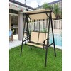 60"2 Person Patio Swing with Weather Resistant Glider and Adjustable Canopy - 2 of 4