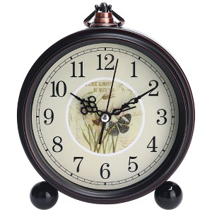 REGALWOVEN Metal Battery Powered Silent Vintage Desk Clock 5.9 x 5.1 x 2 Inches - 1 of 4