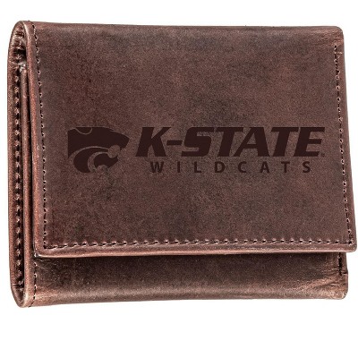 Evergreen NCAA Kansas State Wildcats Brown Leather Trifold Wallet Officially Licensed with Gift Box