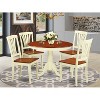 HomeStock 5-Piece Round Buttermilk and Cherry Finish Solid Wood Top Dining table with 4 Chairs - 2 of 4