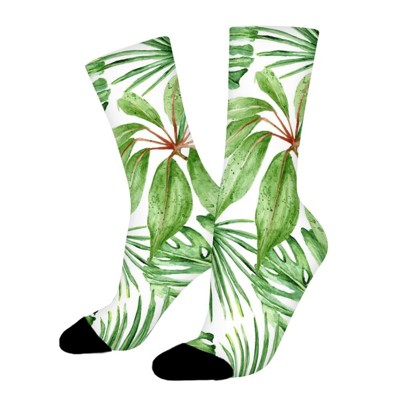 Palm Leaves Dense Jungle Women Printed Crew Socks Funny Funky Socks Soft Polyester Novelty Gifts for Artists Men