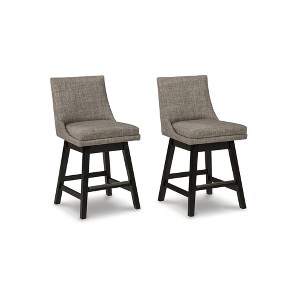 Signature Design by Ashley Tallenger Upholstered Swivel Counter Height Barstool, Set of 2, Light Gray - 1 of 4