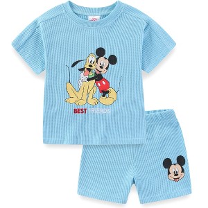 Disney Mickey Mouse Waffle Knit Boys 2 Piece T-Shirt and Shorts for Infant, Toddler, and Big Kids - 1 of 4