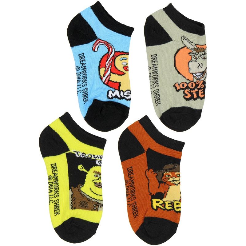 DreamWorks Shrek Boys' Socks Character Designs 4 Pairs Kids No Show Ankle Socks Multicoloured, 1 of 6