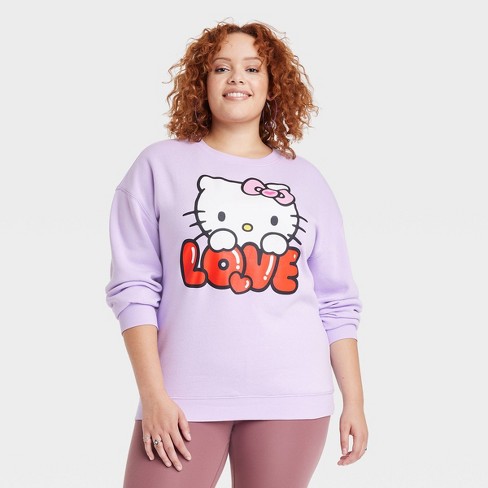 Women's Hello Kitty Love Graphic Sweatshirt - Lavender 3X