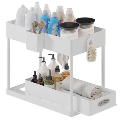 Nate Home by Nate Berkus 2-Tier Sliding Plastic Pull-Out Drawer Organizer |  Removable Drawers, Kitchen Cabinet Organizer and Pantry Storage from