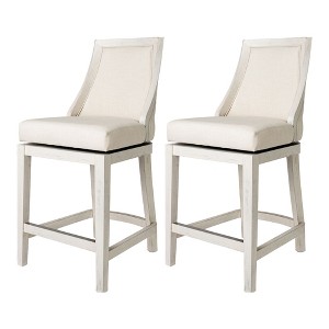 Maven Lane Vienna Rotating High Back Kitchen Stool with Fabric Upholstered Seat, Set of 2 - 1 of 4