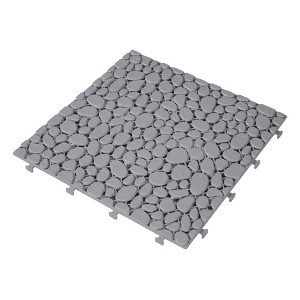 GlasFlength Carpet Tiles 12 Pack 12" Interlocking Deck Tiles 440LBS Weight Capacity Waterproof for Bathroom Balcony, Gray, 12"*12"*0.56" - 1 of 4