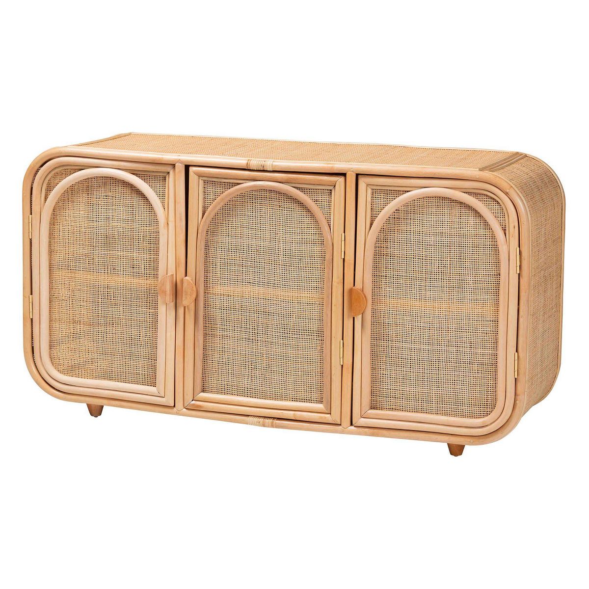 bali & pari Evania Natural Rattan 3 Door Storage Cabinet Natural - thumbnail 2