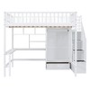 PAGED Full Size Loft Bed with Desk, Modern Wooden Bed Frame with Shelves, Wardrobe and Storage Stair for Bedroom - 3 of 4
