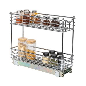 Glidez Multipurpose Chrome-Plated Steel Pull-Out/Slide-Out Storage Organizer for Under Cabinet Use - 2-Tier Design - Chrome - 1 of 4
