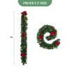 6 ft Prelit Christmas Garland, Lighted Winter Wall Hanging Garland with Red Flower,Artificial Xmas Greenery for Fireplace Mantle Indoor Outdoor Decor - 2 of 4
