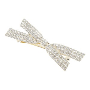 Unique Bargains Exquisite Sparkling Rhinestone Spring Clip Hair Clips Gold Tone Silver Tone 1 Pc - 1 of 4