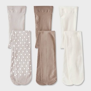 Toddler Girls' 3pk 'Hearts' Tights - Cat & Jack™ Gray/Ivory/Taupe - 1 of 3