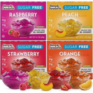 Simply Desserts Sugar-Free Jel 4-Pack (Raspberry, Peach, Orange, Strawberry) – Vegan, Keto, Diabetic-Friendly, Kosher Snack, 1.7 Oz Each - 1 of 4