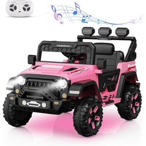 12V Kids Ride-On Truck with Parent Remote Control, Battery-Powered Electric Car for Toddlers, LED & Bluetooth Features, 3 Speeds - 1 of 4