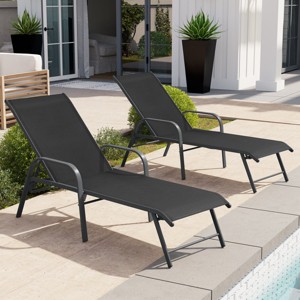 Crestlive Products Outdoor Lounger Aluminum Adjustable Chaise Lounge Chairs with Arms (Set of 2) - 1 of 4