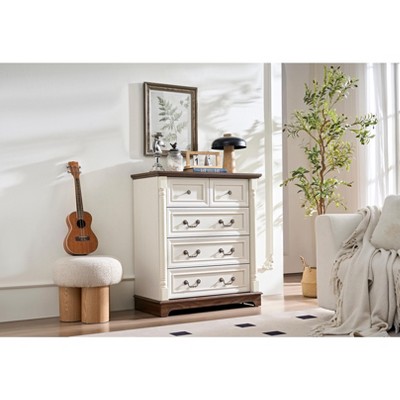 Grungis Wooden Rustic Dressers with Storage,7 Drawer Dresser Chest with Wooden Base and Riser Trim for Bedroom Living Room