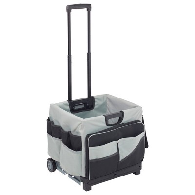 ECR4Kids Universal Rolling Cart with Canvas Organizer Bag, Black, 1