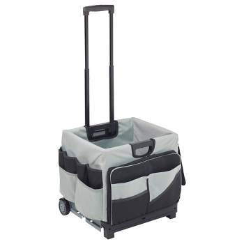 ECR4Kids Universal Rolling Cart with Canvas Organizer Bag, Mobile Storage, Black
