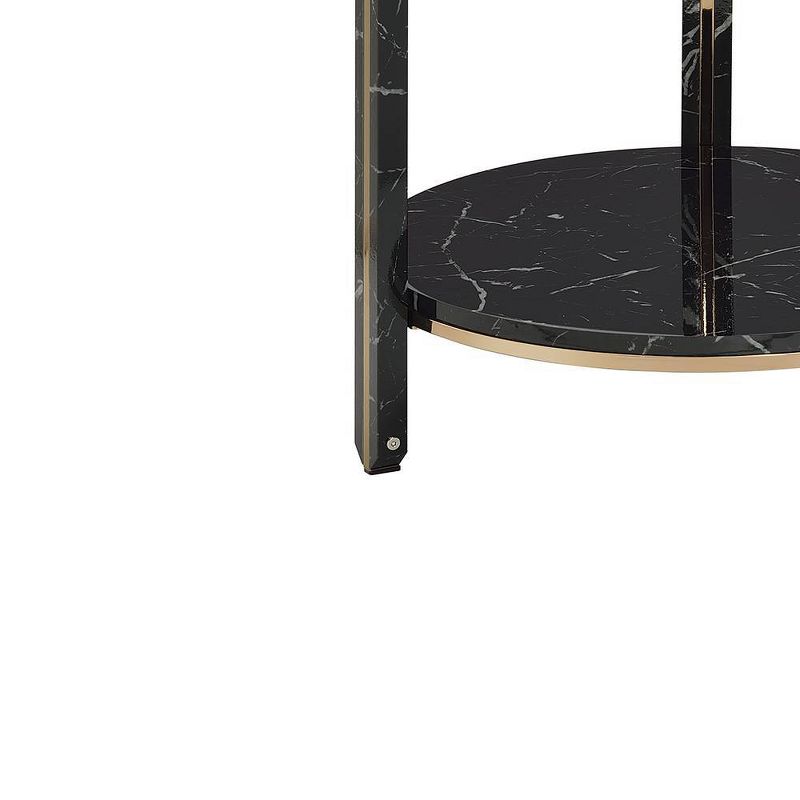 23&#34; Thistle Accent Table Clear Glass, Faux Black Marble Top and Champagne Finish - Acme Furniture, 3 of 9