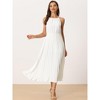 Allegra K Women's Sleeveless Halter Neck Belted A-Line Cocktail Pleated Maxi Sundresses - 3 of 4