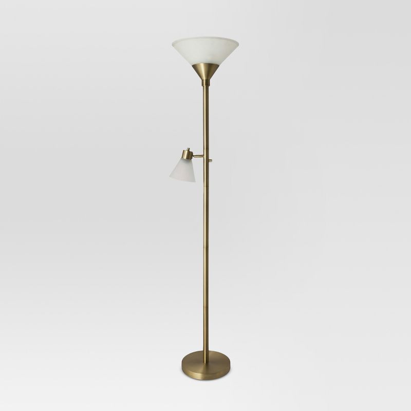 Mother Daughter Torchiere Floor Lamp with Glass Shade - Threshold™, 1 of 7