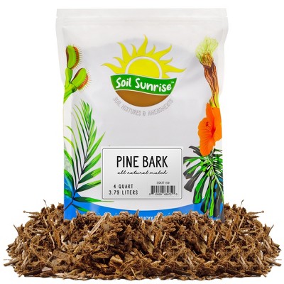 Soil Sunrise 100% Natural Pine Bark Mulch, for Container Gardening, Soil Supplement, Houseplants, Terrariums
