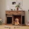 42'' Dog Crate Furniture with Storage Drawers,with 2 Sliding Barn Doors, Wooden Double Dog Cage TV Stand Multi-Functional Dog Crate End Table - 3 of 4