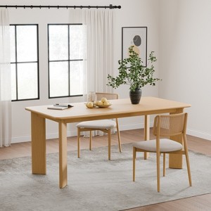 Wooakway 30" H Gracefully Curved Table 500lb Heavy Duty Capacity Dining Table for Sophisticated Spaces (Black/Walnut/Natural) - 1 of 4