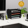 Mind Reader Stackable Paper Tray, Desktop Organizer, File Storage, Office, Plastic, 13.75"L x 10"W x 10.75"H, 4 Pcs., Black - 2 of 4