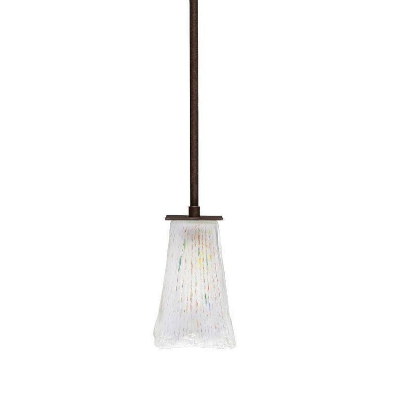 Toltec Lighting Apollo 1 - Light Pendant in  Dark Granite with 5" Square Frosted Crystal Shade, 1 of 2