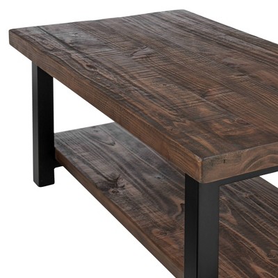 Pomona 42" Rustic Natural Wood and Metal Coffee Table