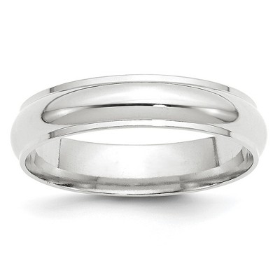 Black Bow Jewelry 2.5mm to 6mm 14K White Gold Half Round Ridged Edge Standard Fit Band