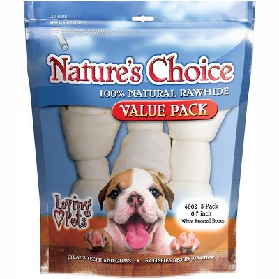 Loving Pets Nature's Choice 6-7 Inch White Knotted Bones (3 Pack)