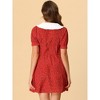 Allegra K Women's Peter Pan Collar Flowy Short Sleeve Ruffle Summer Floral Shirt Dress - 3 of 4