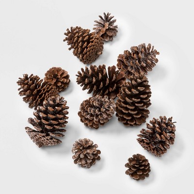 12ct Artificial Christmas Pinecones Glitter and Natural - Wondershop™