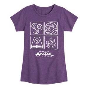 Girls' - Avatar: The Last Airbender - Four Elements Inverse Fitted Short Sleeve Graphic T-Shirt - 1 of 4