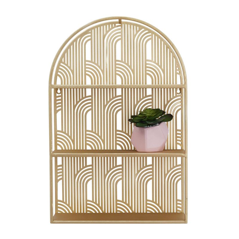 24&#34;x16&#34; Metal Arched 3 Shelves Wall Gold - CosmoLiving by Cosmopolitan, 4 of 6