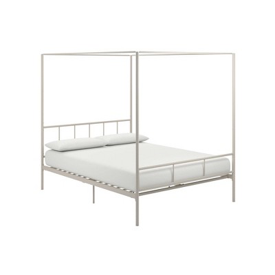 Marion Queen White Metal Canopy Platform Bed with Headboard