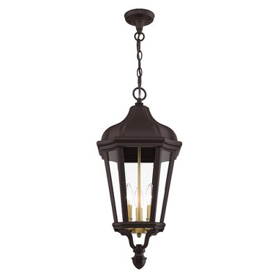 Elegant Morgan Bronze 3-Light Outdoor Pendant with Clear Glass