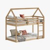 NicBex Twin Over Twin Rubber Wood Bunk Bed with Ladder,House-Shaped Loft Bed with Safety Guardrails for Bedroom,Black/Brown/Pink - 4 of 4