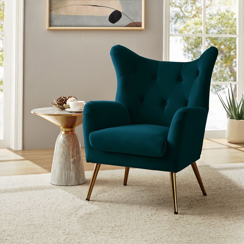 Godefroy Upholstery Accent Chair velvet with Wingback | Karat Home, 3 of 12